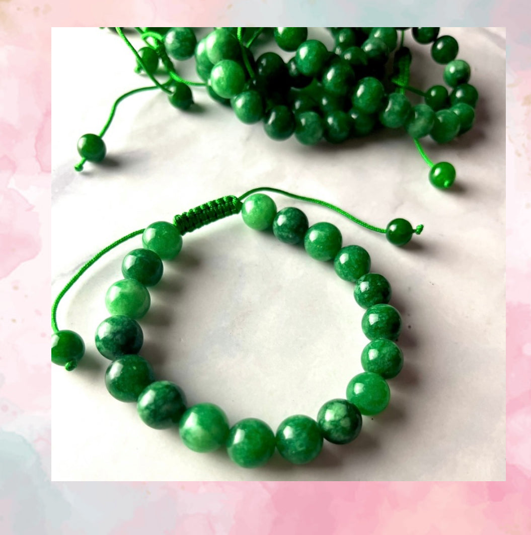 Green Jade Macrame Bracelet (unisex) 10mm