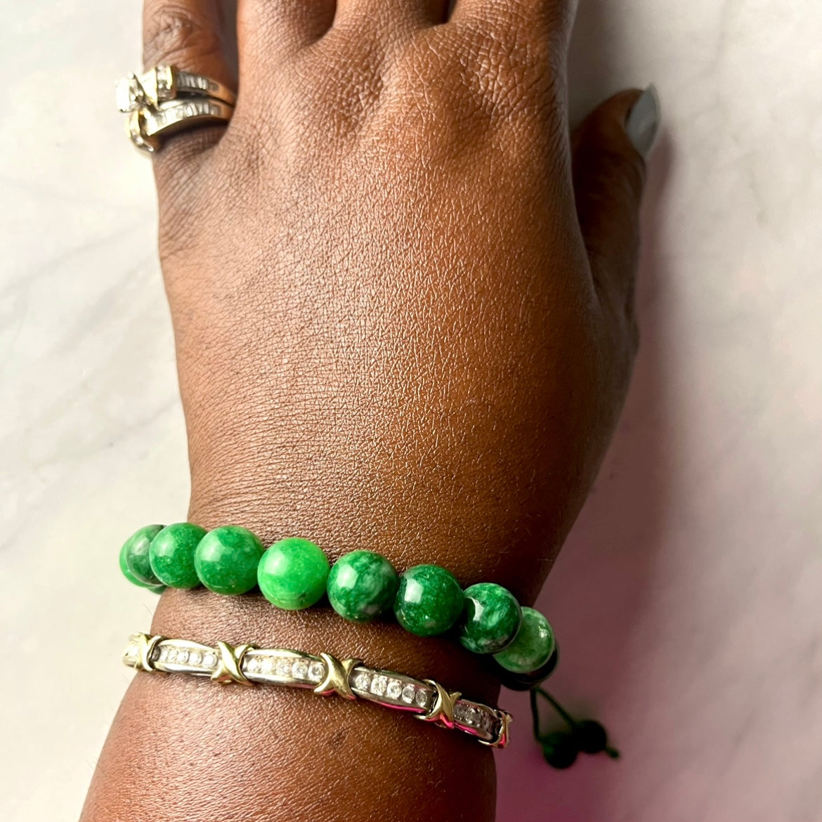 Green Jade Macrame Bracelet (unisex) 10mm