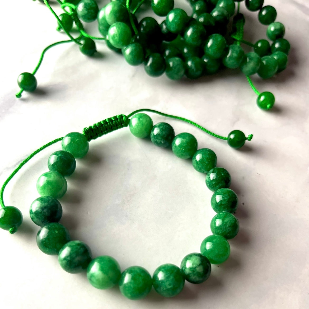 Green Jade Macrame Bracelet (unisex) 10mm