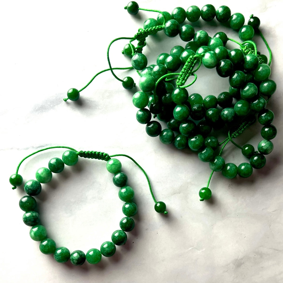 Green Jade Macrame Bracelet (unisex) 10mm